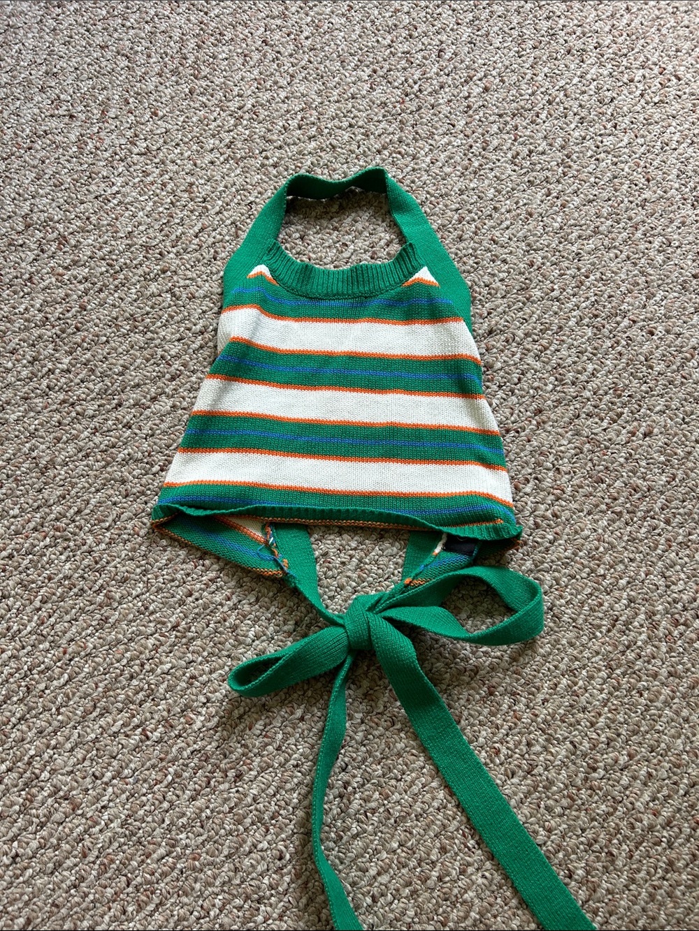 Cider Green Striped Knit Halter Top